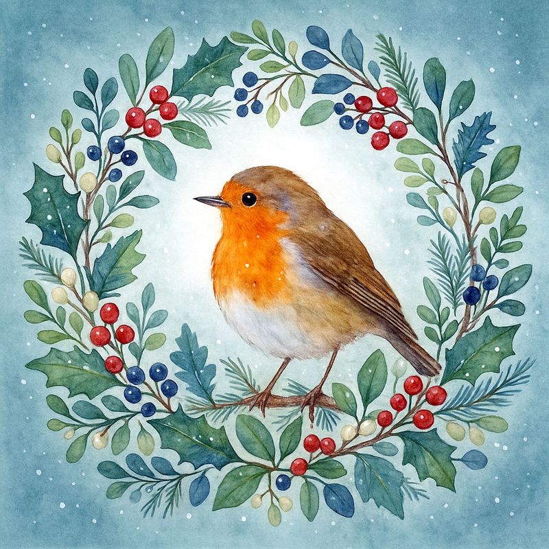 Robin Wreath- pack of 10 Christmas cards
