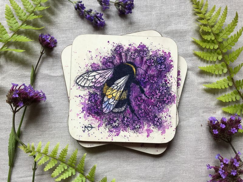 Bumblebee &amp; Verbena Coaster