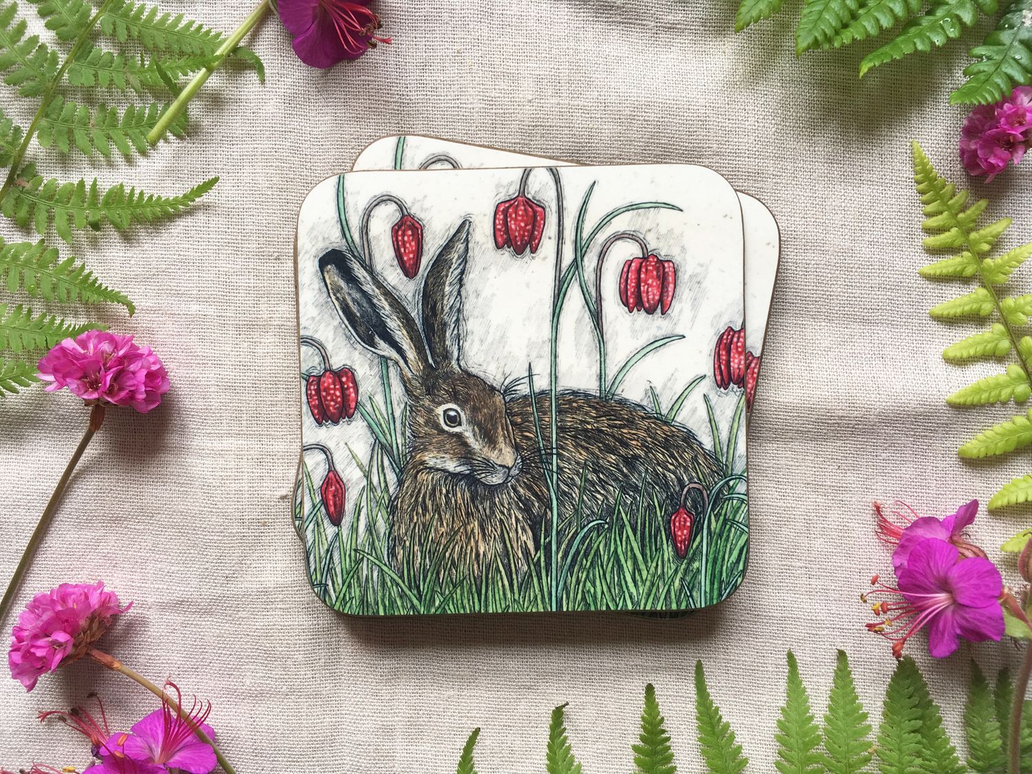 Hare and Fritillaries Coaster