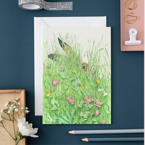 'Hare in the Grass' Card