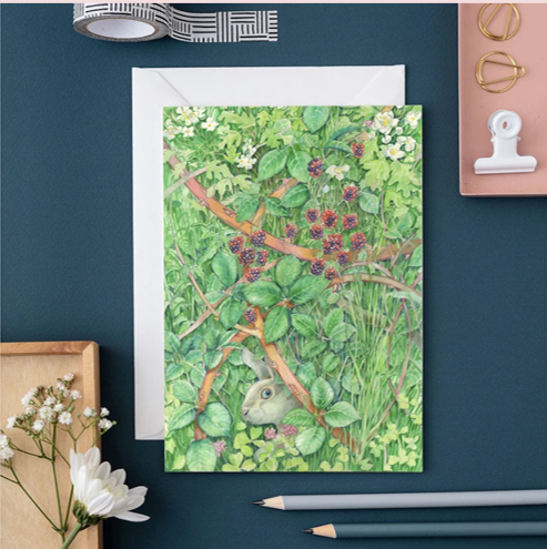 'Bunny in a Hedgerow' Card
