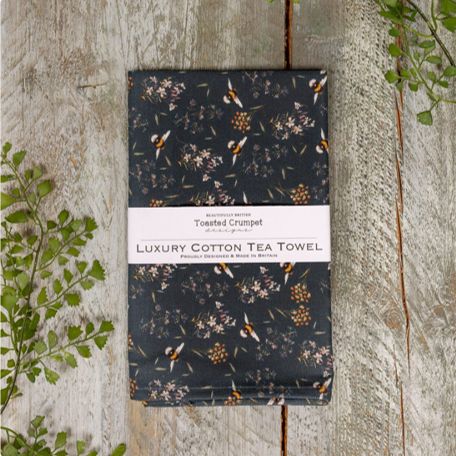 Bee &amp; Honeysuckle (Noir) Tea Towel