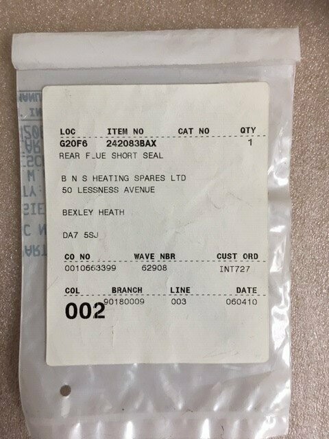 BAXI 242083BAX REAR FLUE SHORT SEAL