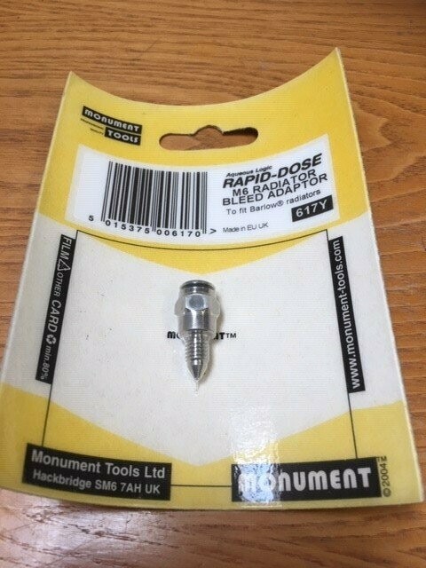 Monument Rapid-Dose M6 Radiator Bleed Adaptor Barlo - MON617Y