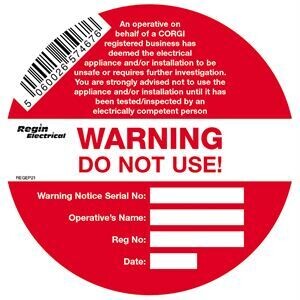 REGEP21 - Elec. Warning - Do Not Use Sticker (8) - Regin REGEP21 - Elec. Warning - Do Not Use Sticker (8) - Regin