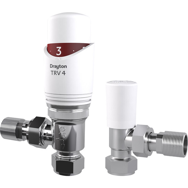 Drayton TRV4 15mm Angled With Lockshield 15 X 1/2 " White