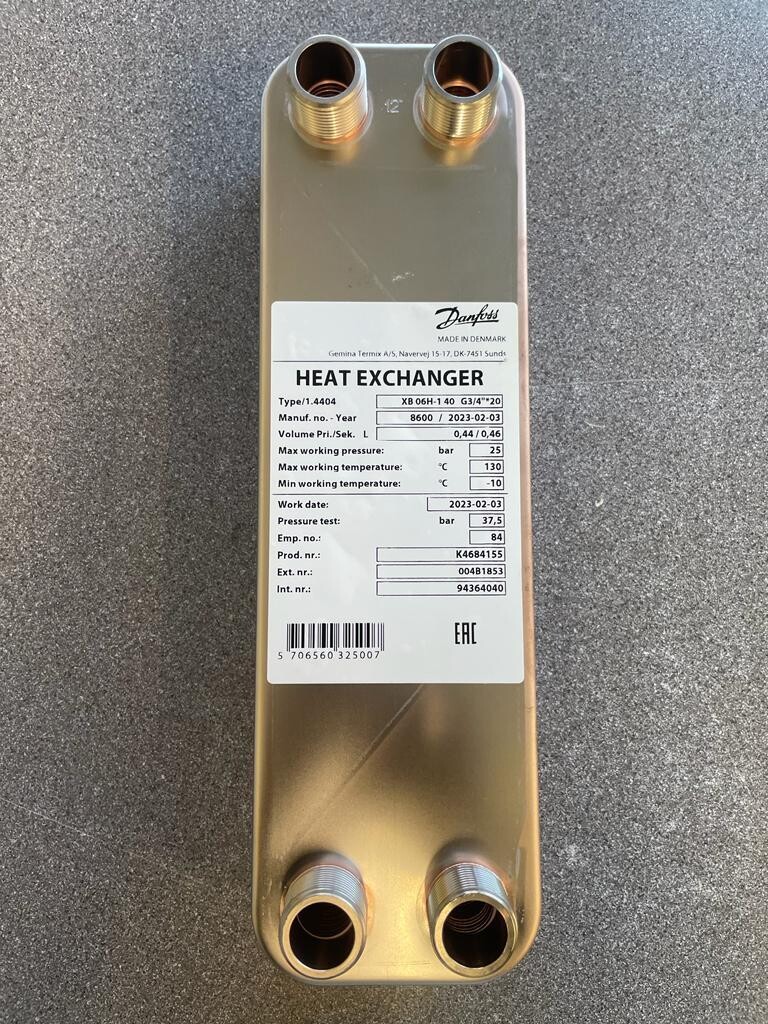 94364040 - XB 06H-1 40 3/4" Heat Exchanger - Danfoss