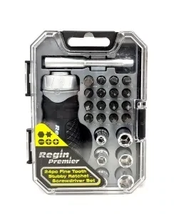 REGK80 - 24pc Stubby Ratchet Screwdriver Set - Regin