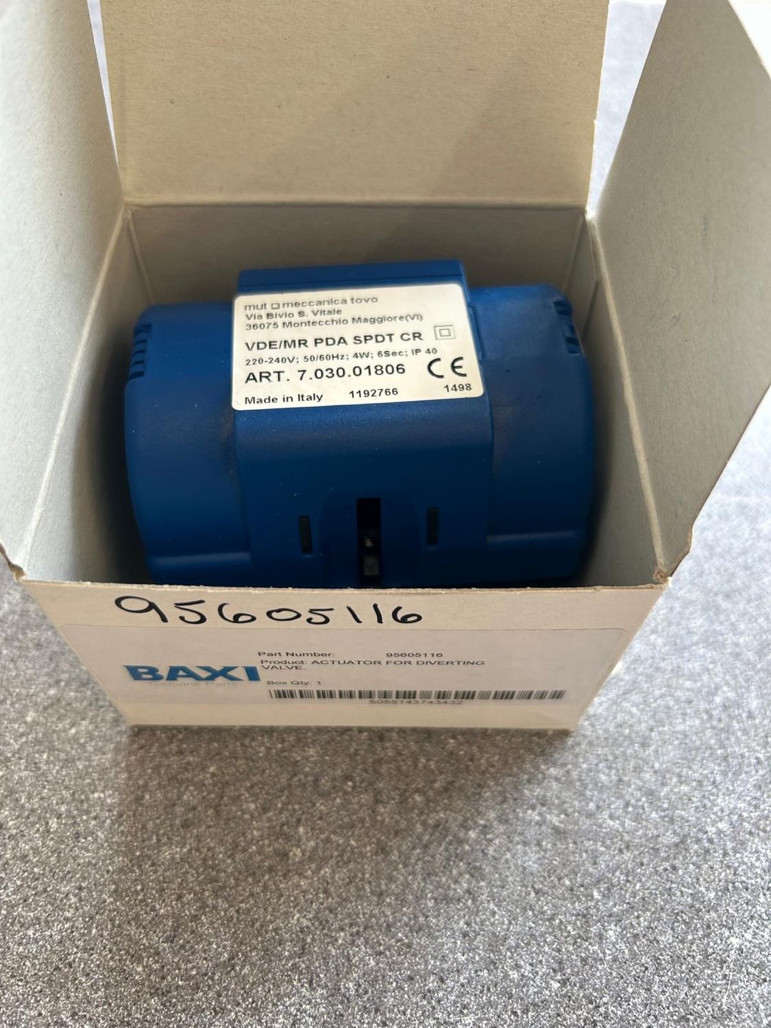 95605116 - DIVERTER VALVE ACTUATOR only  - Heatrae Sadia