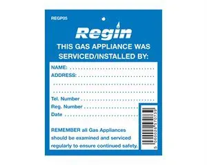 REGP05 - Gas Appliance Serviced Tag (8) - Regin