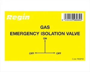 REGP43 - Gas Isolation Valve Sticker (8) - Regin