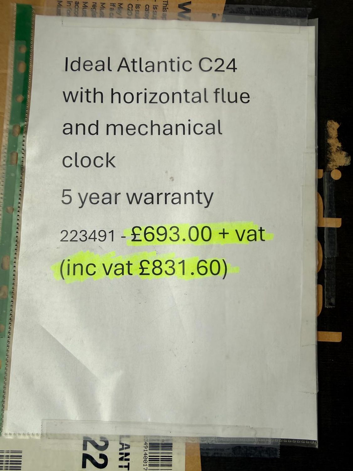 223491 - Ideal Atlantic 24 Combic/w Std Flue and timer ( 223491+208173 )