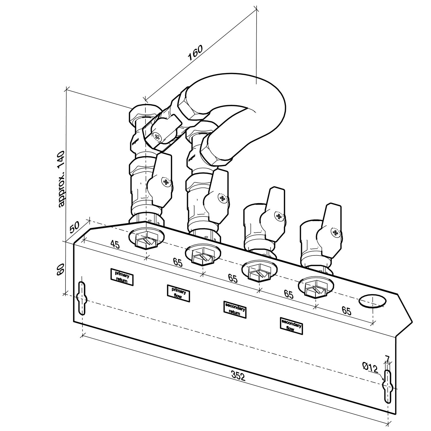 M10203.163PY - A1CX 4 B/vve First fic rail+flush bypass