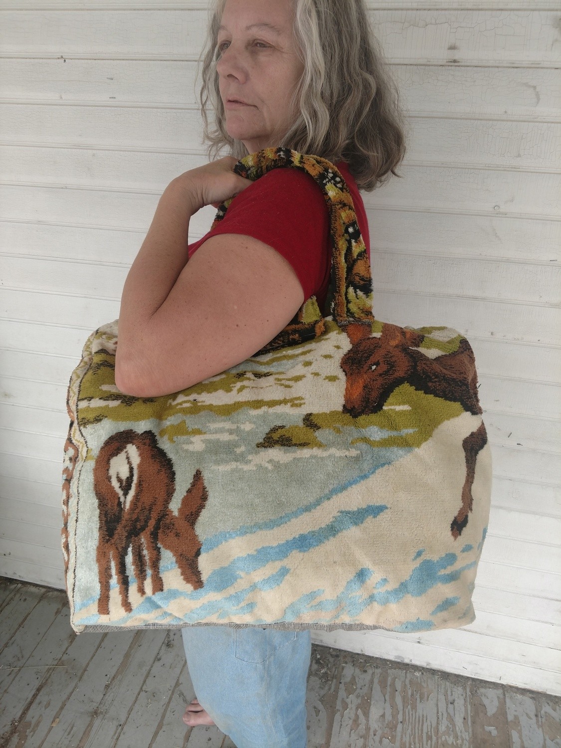 Hermans Tapestry Bag Suitcase made in USA Deer