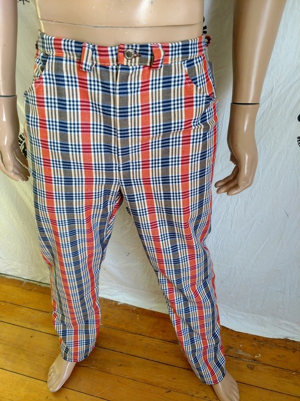 Hermans Plaid Pants 34 X 32 Vtg Denim Made in USA