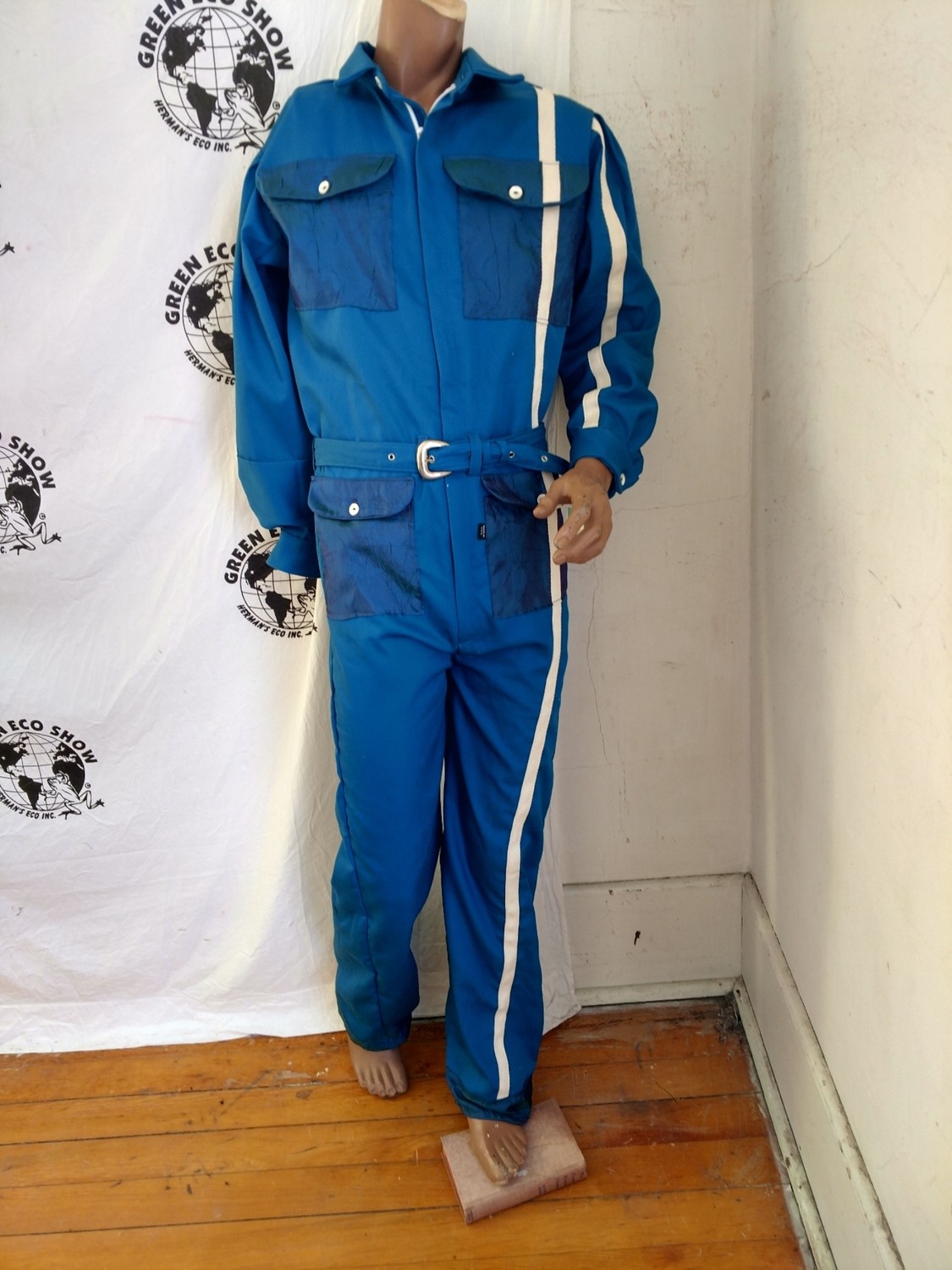Hermans Mens Med Romper Blue with striped Made in USA
