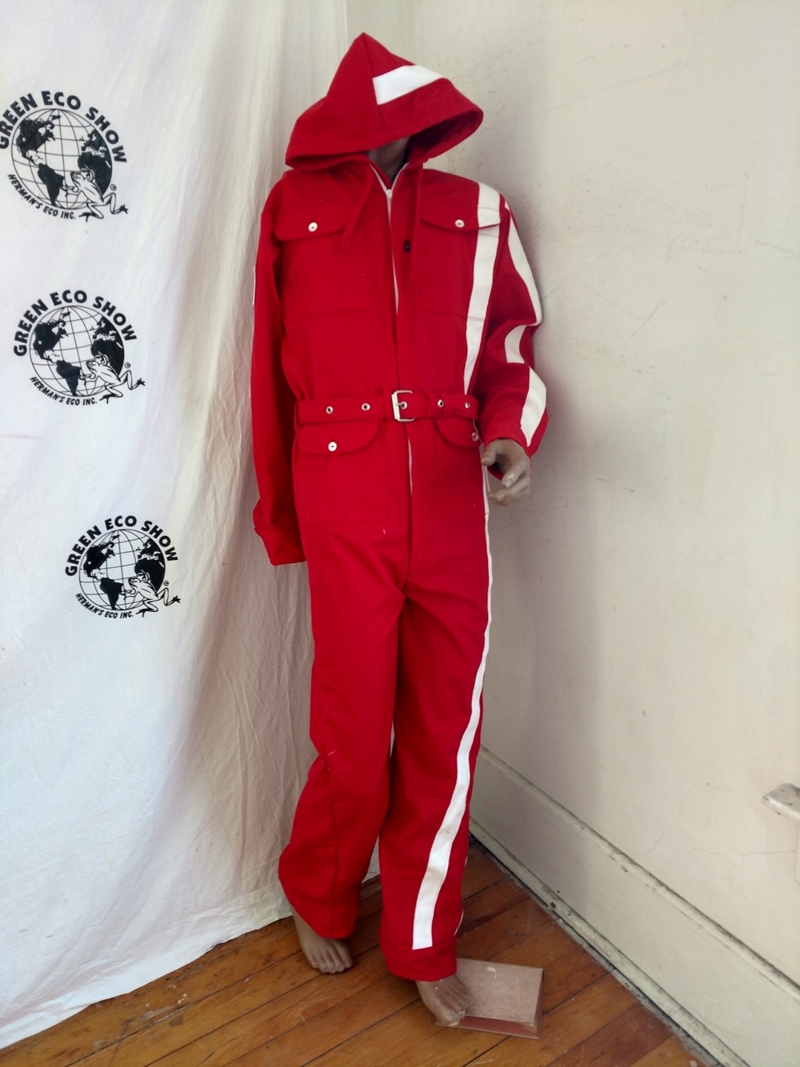 Mens hoody Jumpsuit red Med Hermans