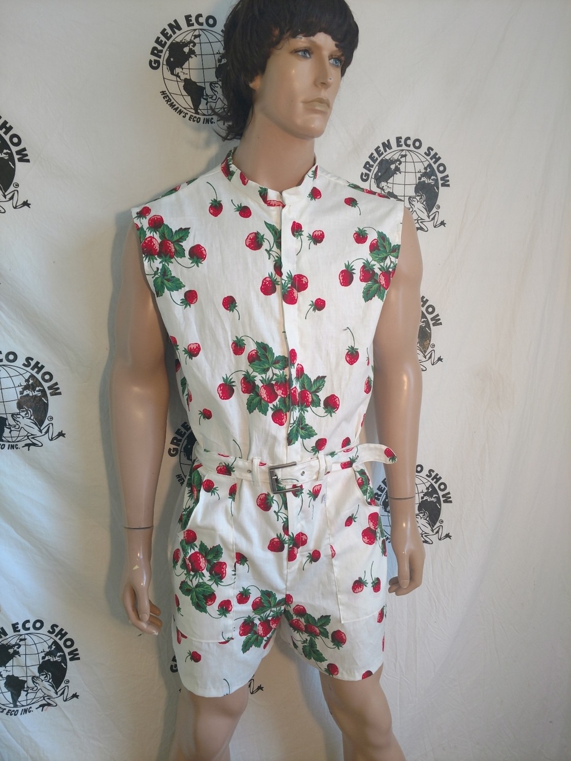 Strawberry dish towel Romper L Hermans Eco USA Sleeveless