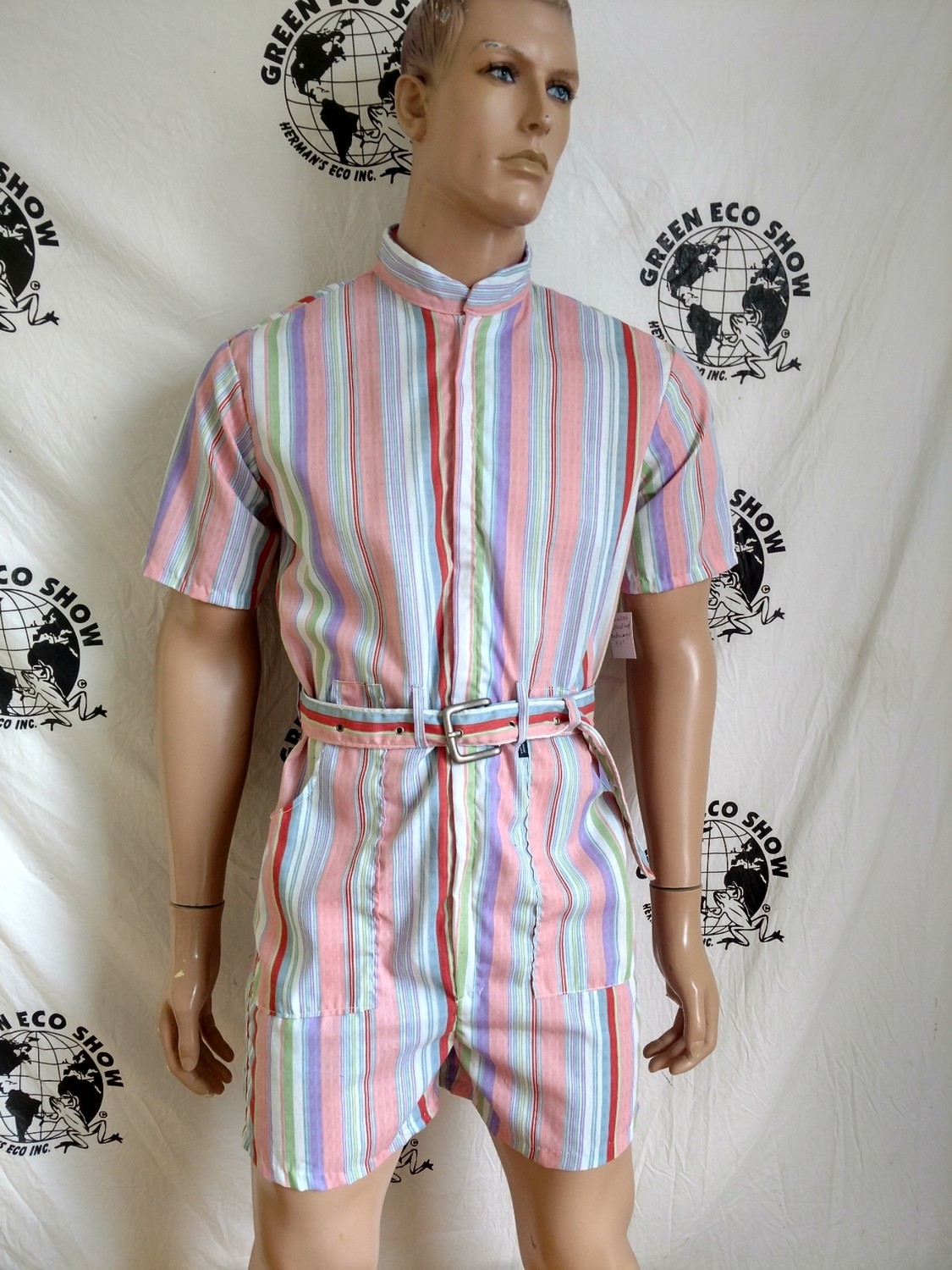 Mens Romper M - L Striped Peach Hermans USA