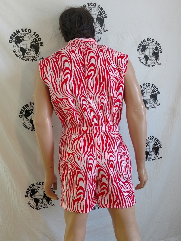 Mens Romper  M - L Hermans Red Zebra striped  Sleeveless USA