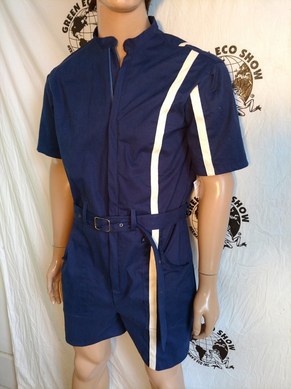 Mens Romper  XL Hermans Blue with sewn  stripe USA