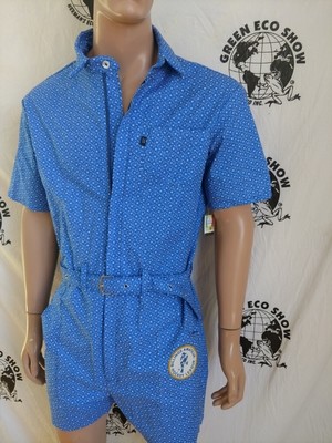 Mens Rompers Blue with white Flowers L Hermans  USA