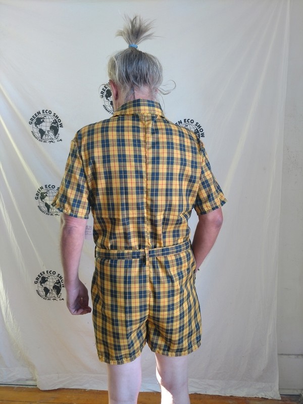 mens Rompers L plaid Yellow Black check  Hermans USA