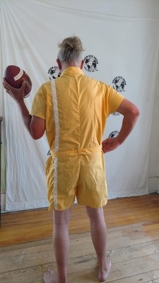 Mens Romper XL  Yellow with sewn on Stripe Hermans USA