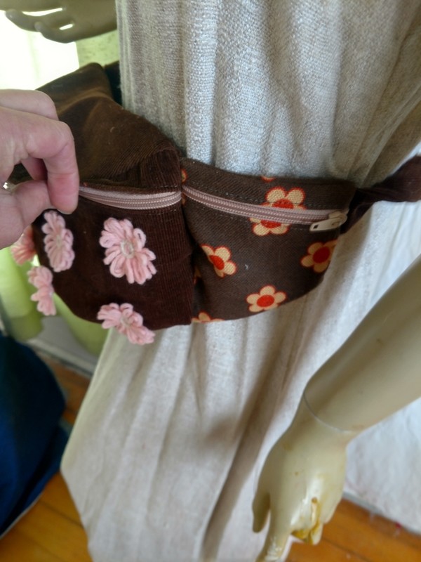 Brown Pink wool flowers Fanny Pack Hermans USA