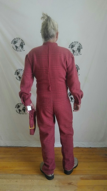 Mens Wool Check Jumpsuit Herringbone L X 32 Hermans USA Flap Pockets
