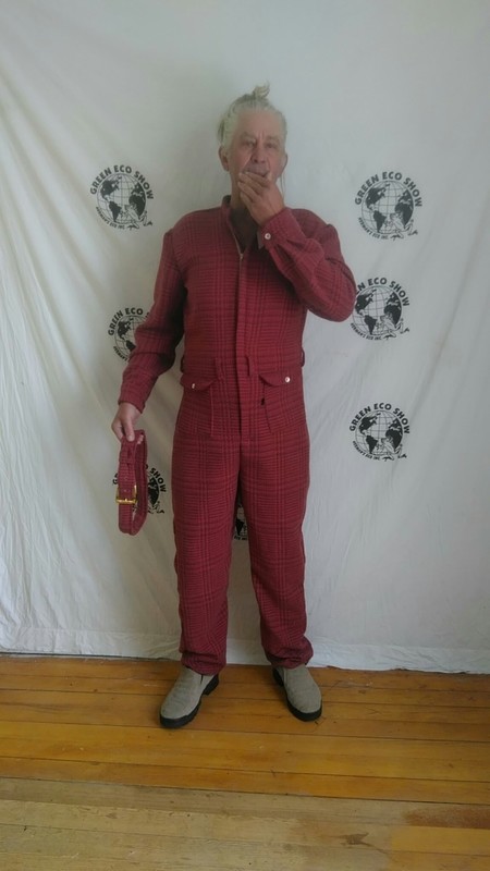 Mens Wool Check Jumpsuit Herringbone L X 32 Hermans USA Flap Pockets