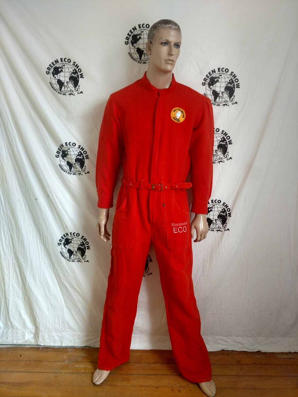 Mens Jumpsuit Orange  Hermans Eco back Patch L