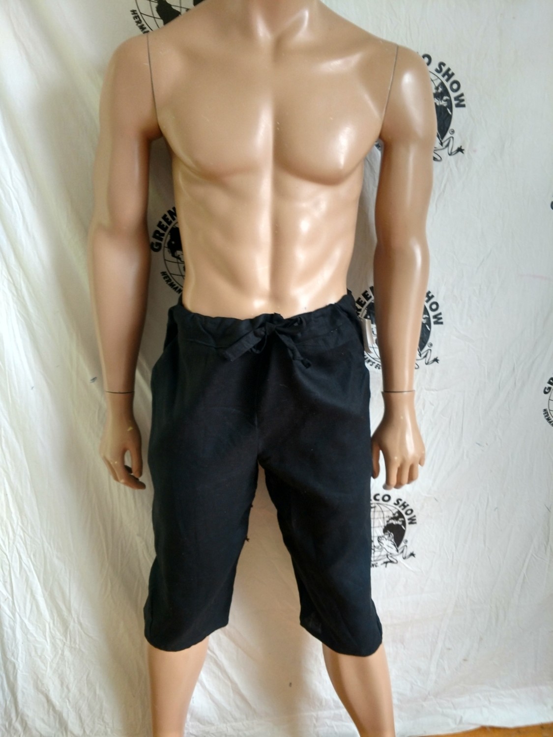 Hermans Hemp Mens Med Yoga shorts Blk Made in USA