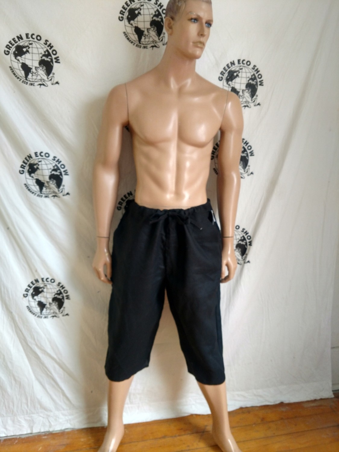 Hermans Hemp XL Mens Yoga shorts Made in USA Black