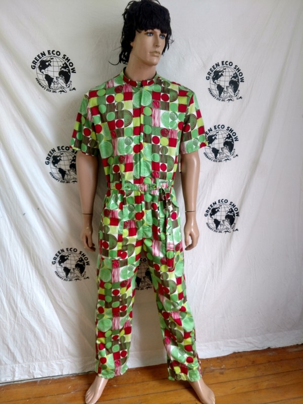 Organic Cotton Jumpsuit Mens L X 31 Made in USA low impact dyed Hermans ECO