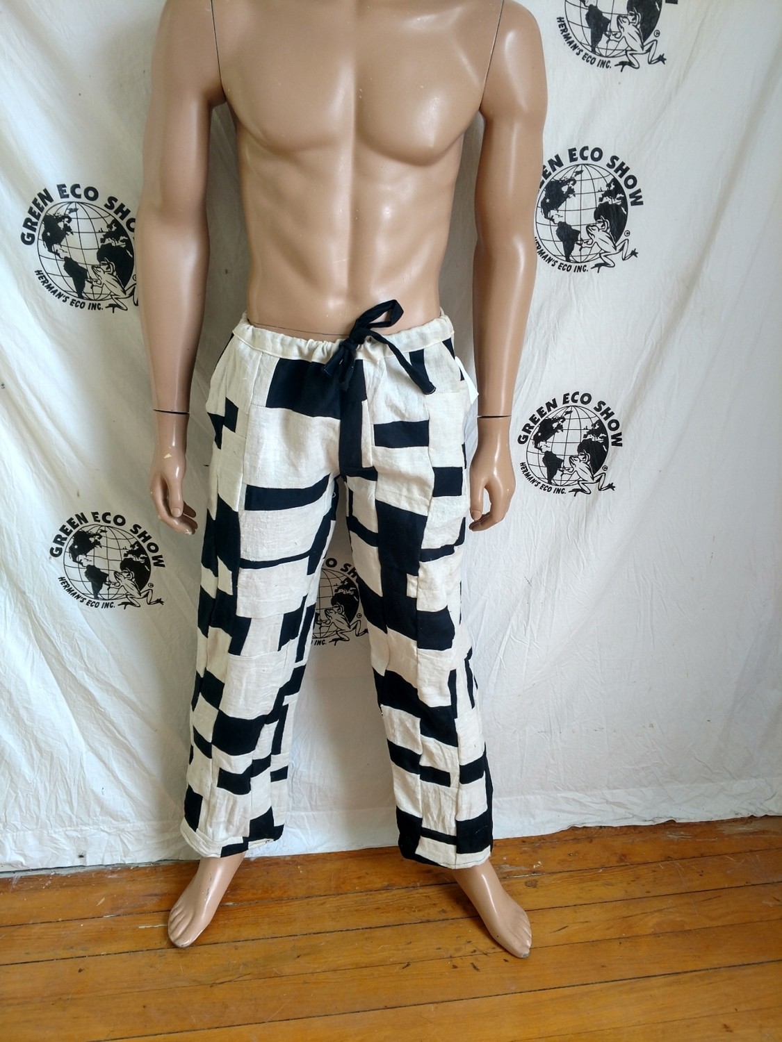 Hermans Hemp M X 32 patchwork pants Drawstring USA