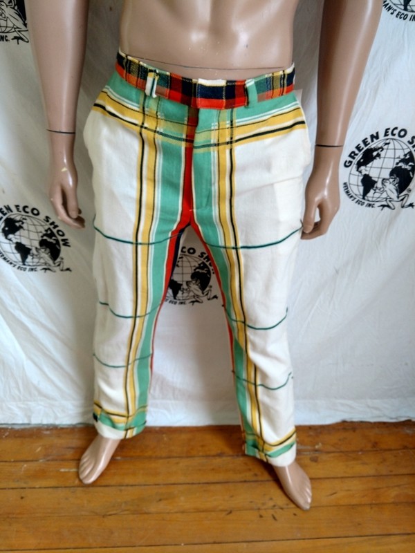 Hermans  Bedspread pants  Repurposed  suit style  cuffed 33 X 32 Hermans USA