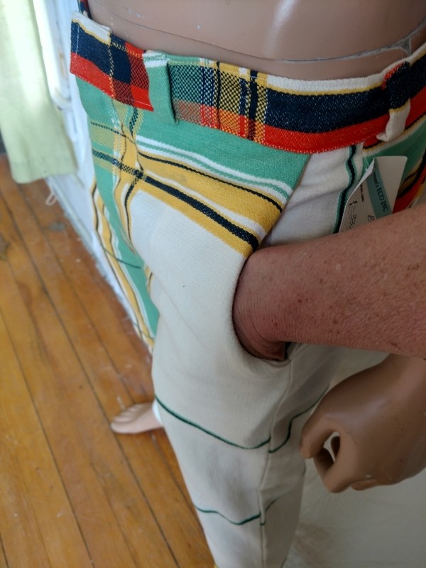 Hermans  Bedspread pants  Repurposed  suit style  cuffed 33 X 32 Hermans USA