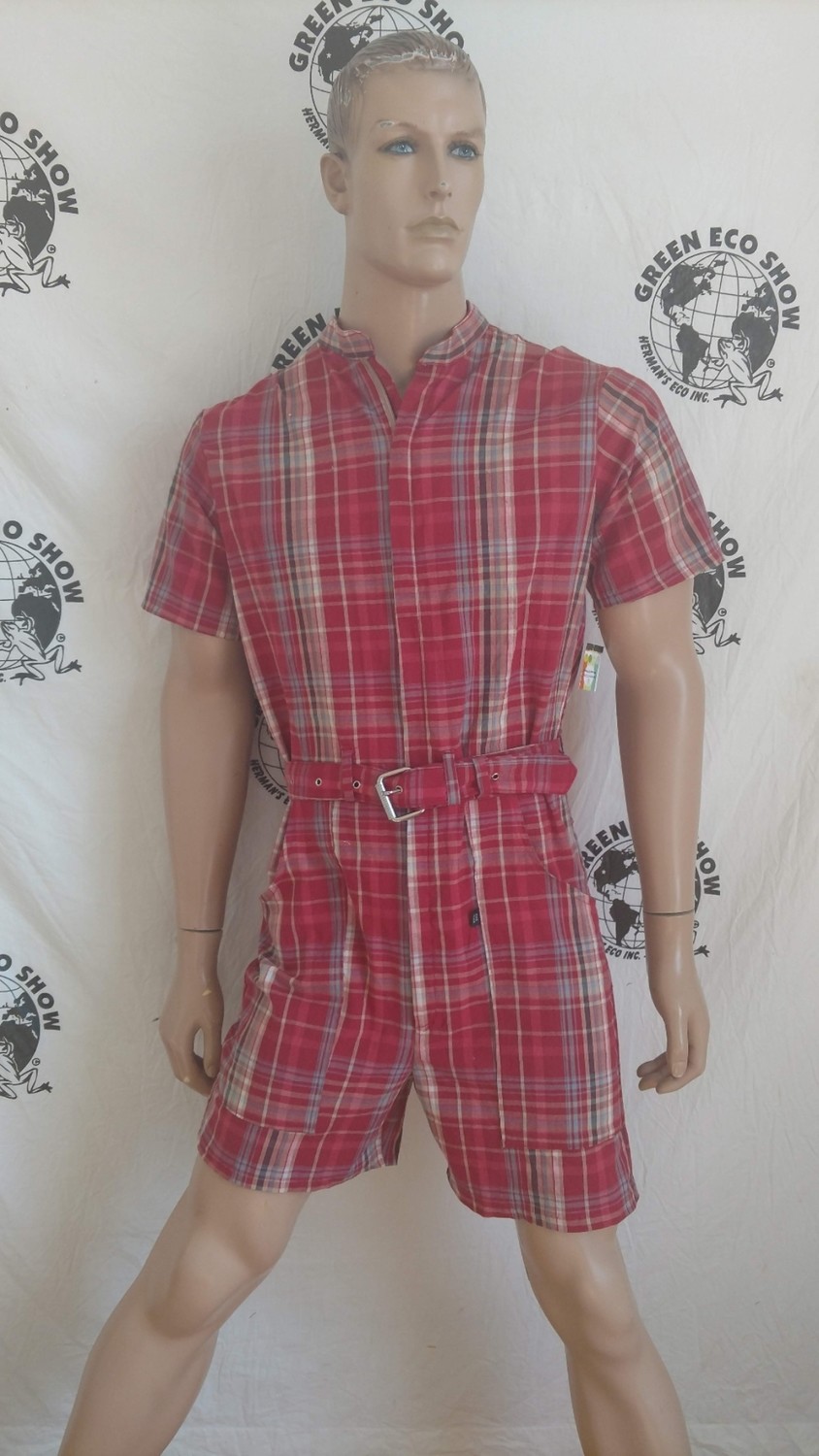 Mens Romper XL Plaid Hermans USA