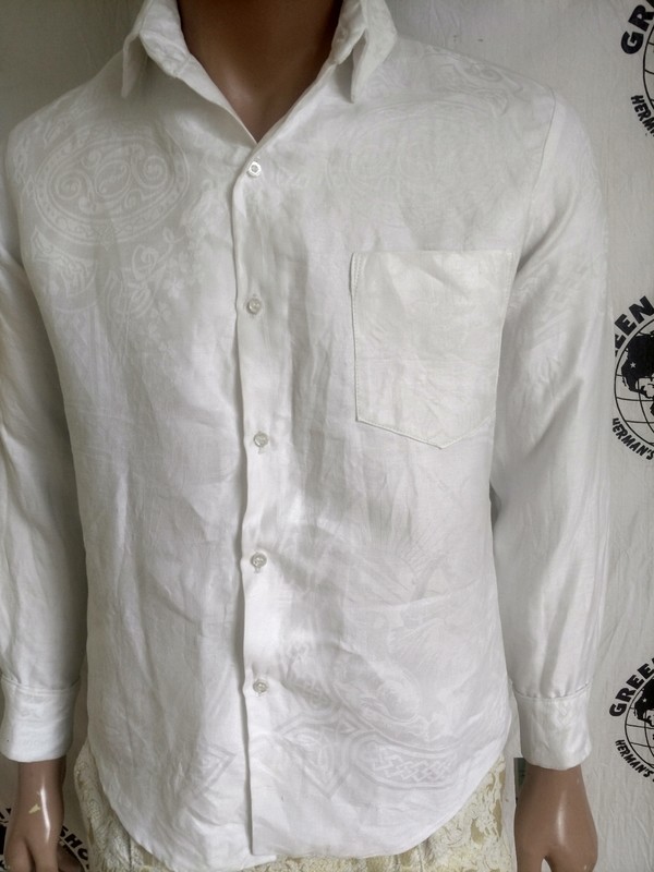 Mens Med Tablecloth Dress Shirt embossed Hermans USA
