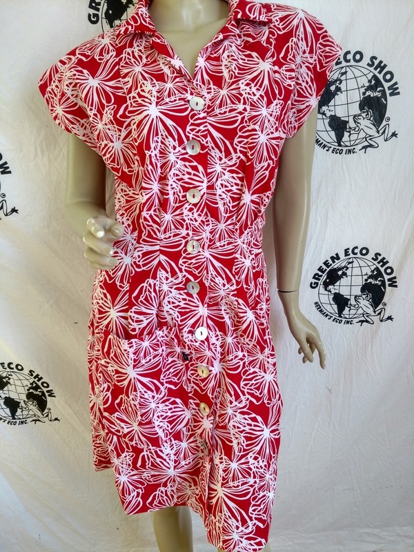 Womens Dress Red white button up M Anna Herman