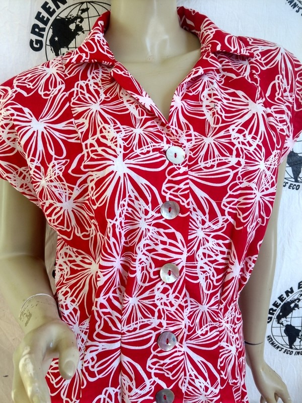 Womens Dress Red white button up M Anna Herman