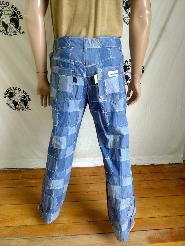 Mens Jeans Vintage denim patchwork 36 X 32