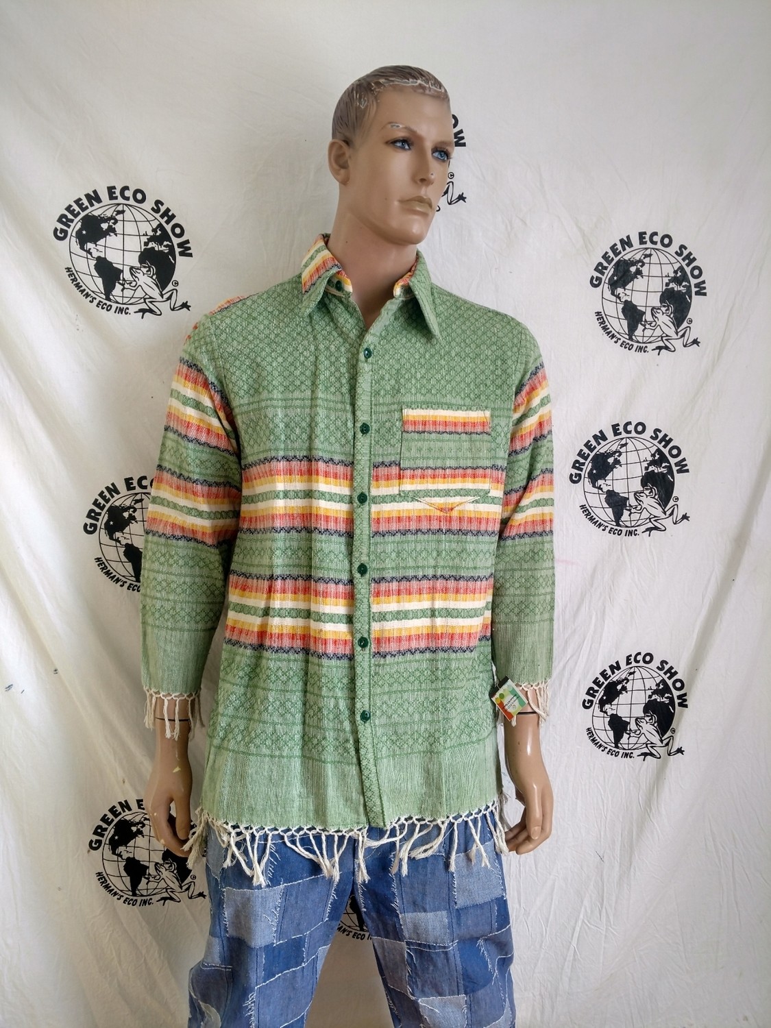 Mens Shirt Mexican Cotton Tablecloth  L Hermans Made in USA