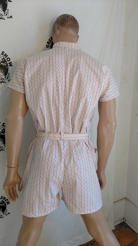 Mens Romper red white vine stripe XL Hermans USA