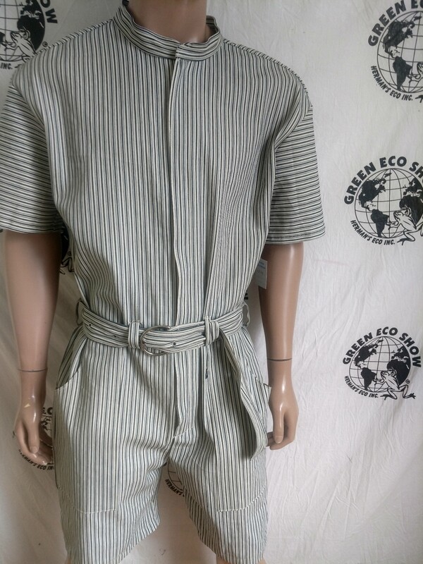 Mens Romper XXL Blk Stripe Denim  Hermans  USA