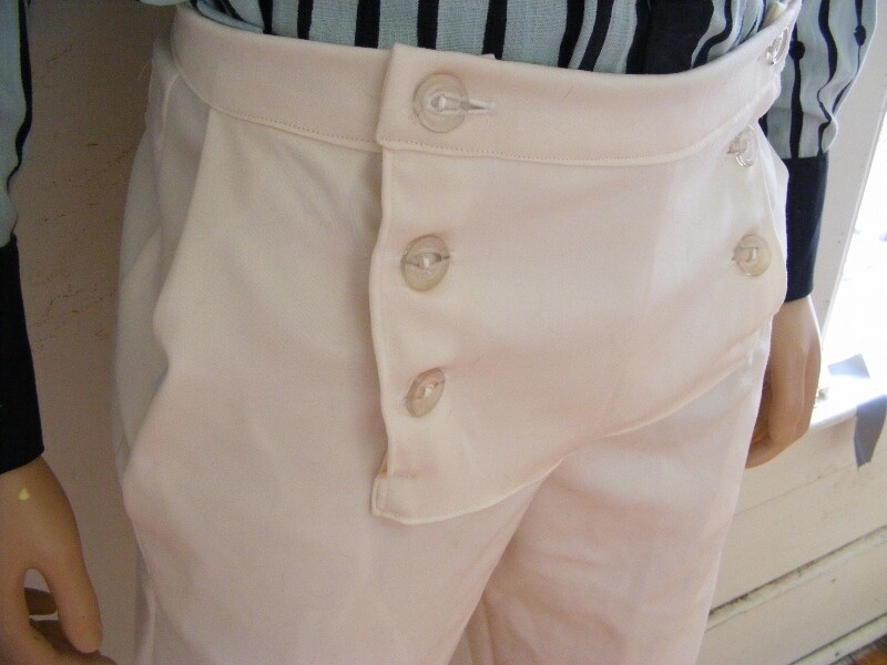 Mens Gaberdine White Double fly Steampunk pants 32 X 32 Hermans USA
