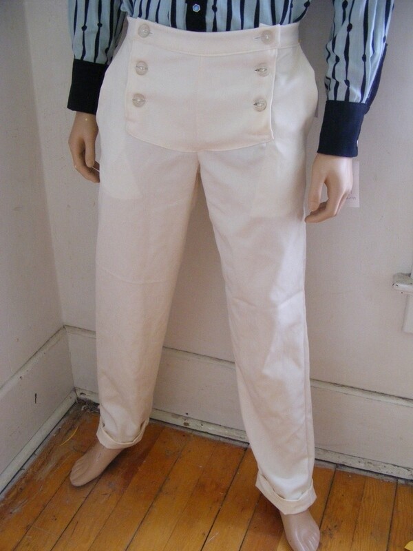 Mens Gaberdine White Double fly Steampunk pants 32 X 32 Hermans USA