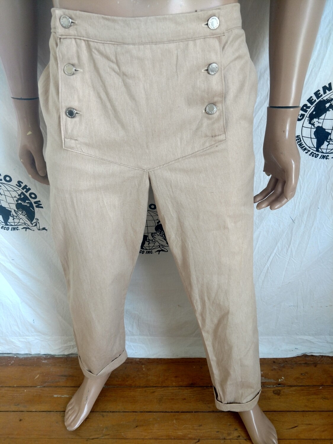 Hermans Eco Nat Color Org Cotton Peru tan Sailor pants 34 X 32
