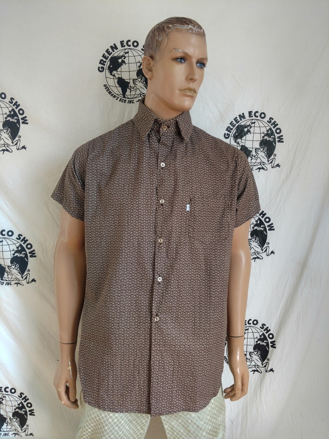 Hermans  L Brown  White Gaucho shirt short Sleeve USA
